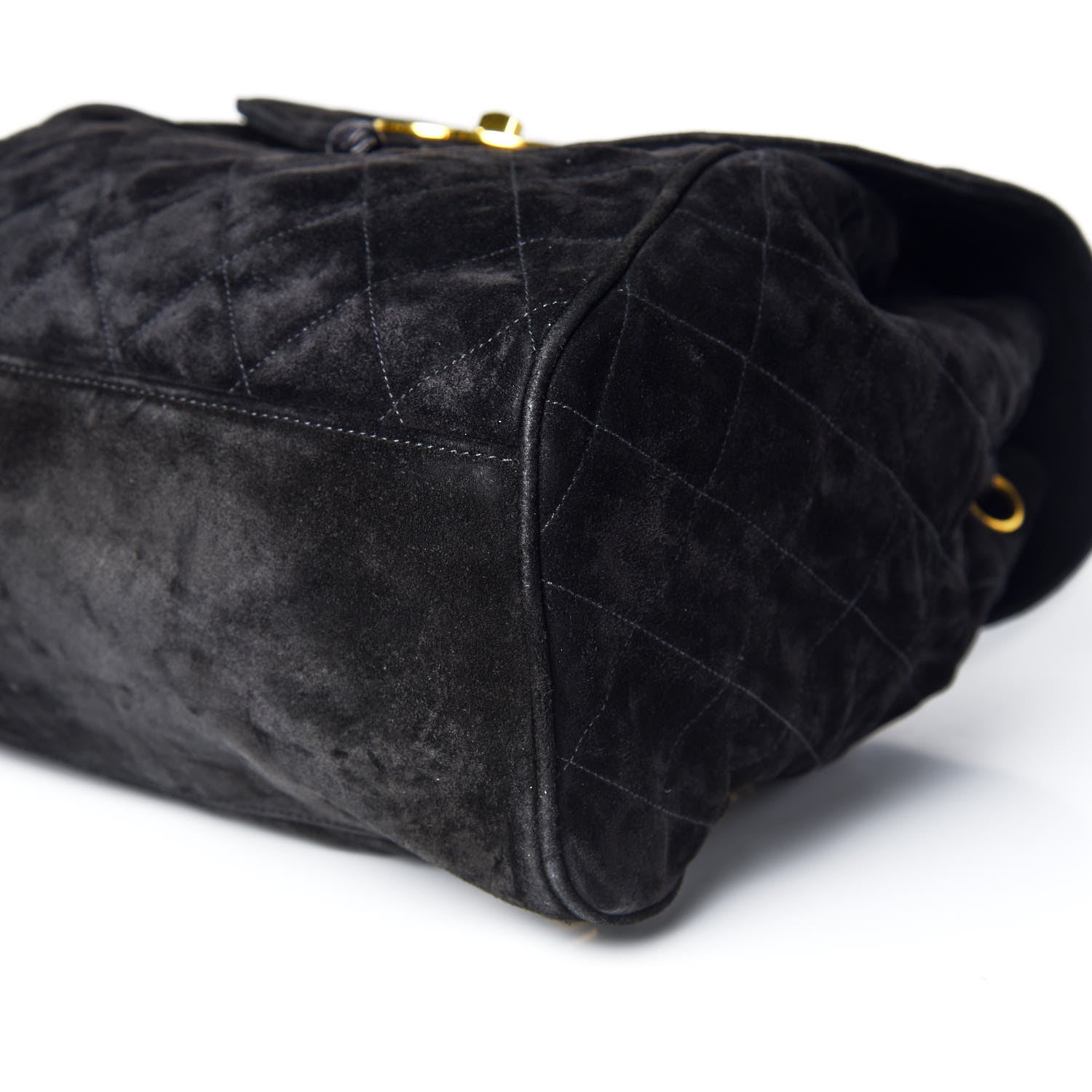 Chanel Suede Quilted Drawstring Backpack Black 6 of 9