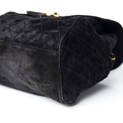 Chanel Suede Quilted Drawstring Backpack Black 6 of 9
