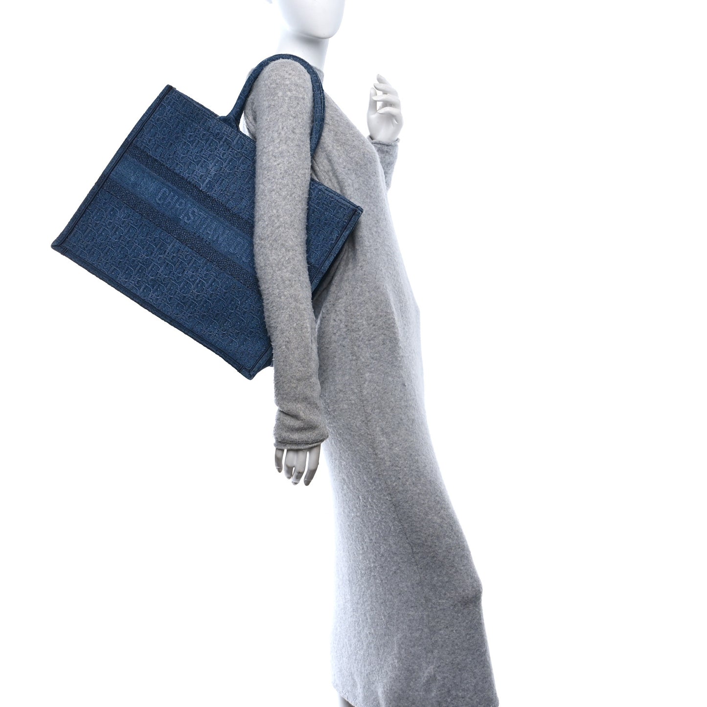 Oblique Denim Book Tote Denim Blue