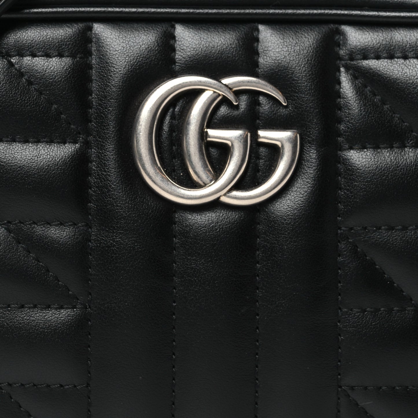 Calfskin Matelasse Aria Mini GG Marmont Chain Shoulder Bag Black