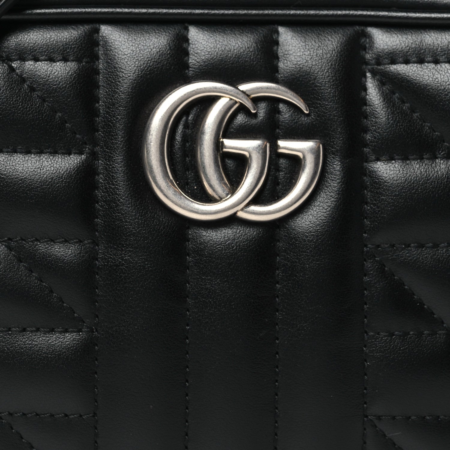 Gucci Calfskin Matelasse Aria Mini GG Marmont Chain Shoulder Bag Black 8 of 11