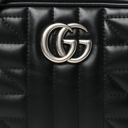 Gucci Calfskin Matelasse Aria Mini GG Marmont Chain Shoulder Bag Black 8 of 11