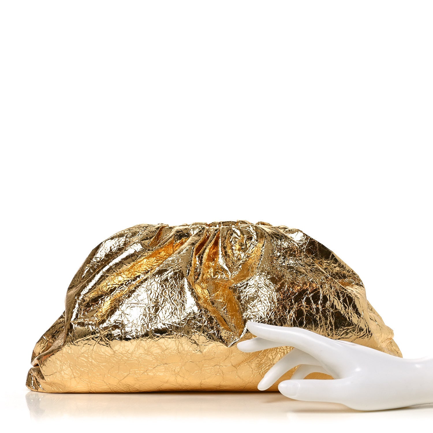 Bottega Veneta Metallic Crinkled Lambskin The Pouch Oversized