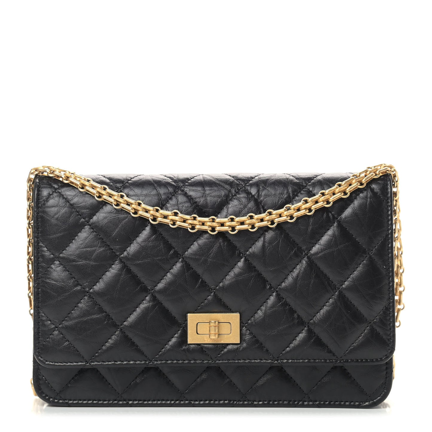 Aged Calfskin Quilted Reissue Wallet On Chain WOC Black