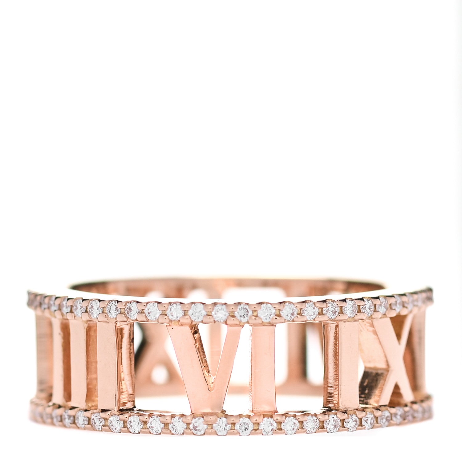 Tiffany 18K Rose Gold Diamond Atlas Open Pave Ring 50 5.5 3 of 5