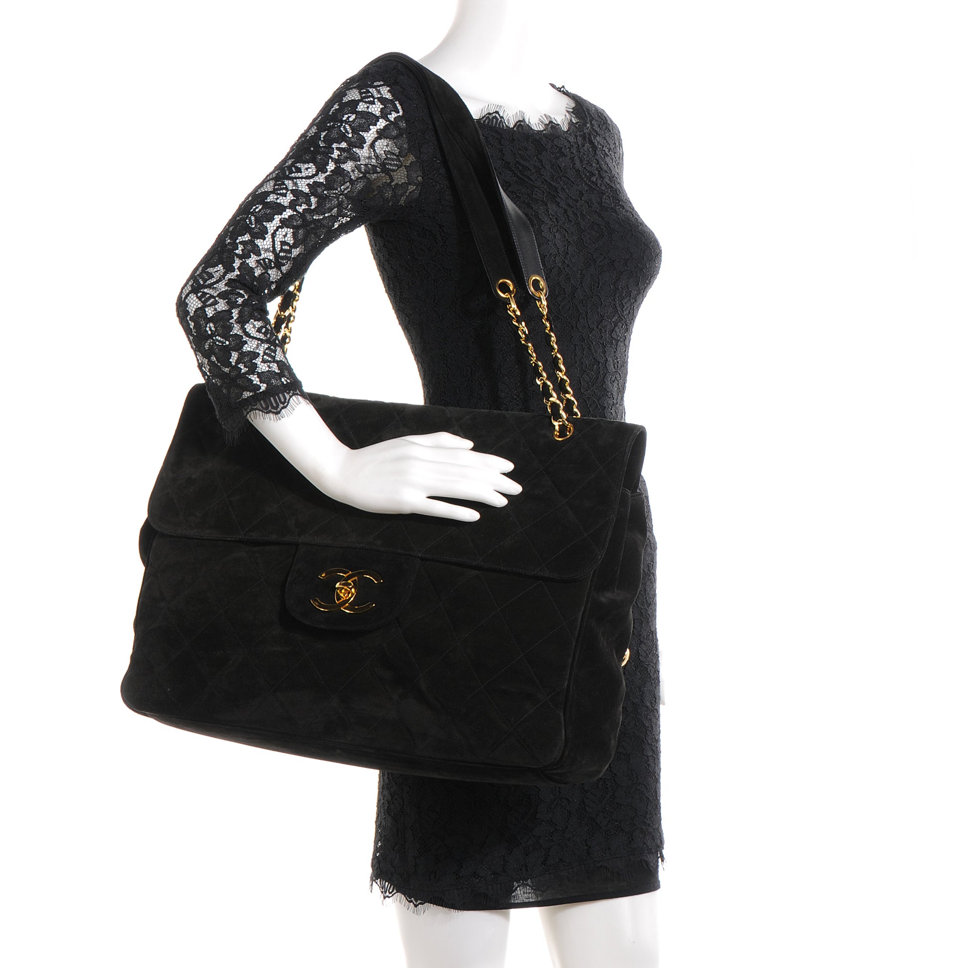 Chanel Suede Quilted XL Weekender Bag Black 2 of 8