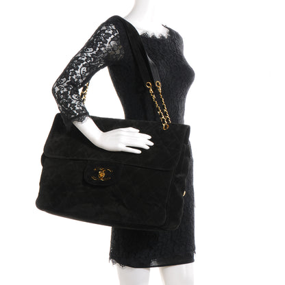 Chanel Suede Quilted XL Weekender Bag Black 2 of 8