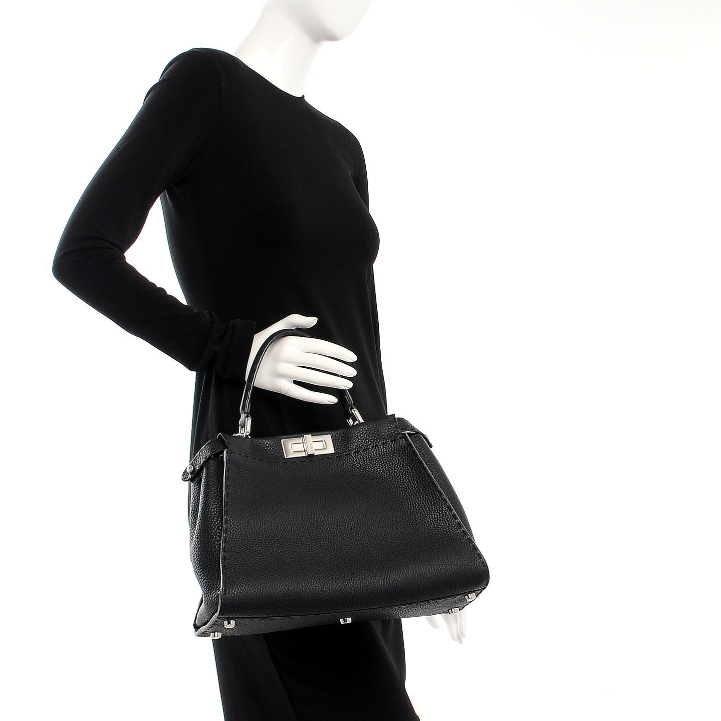 Cuoio Romano Selleria Bi-Color Medium Peekaboo Iconic Satchel Black Mou