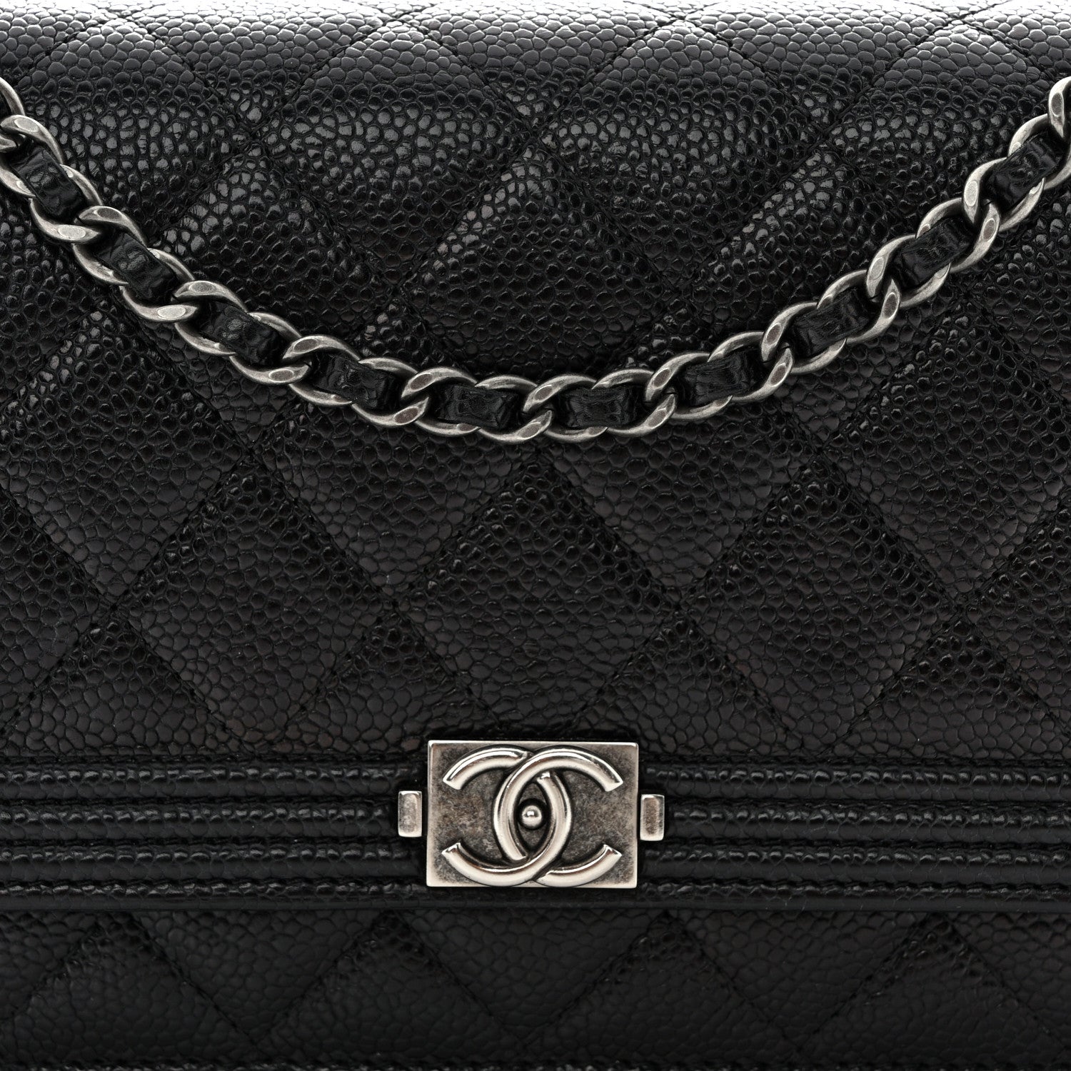 Chanel Caviar Quilted Boy Wallet On Chain WOC Black 9 of 14