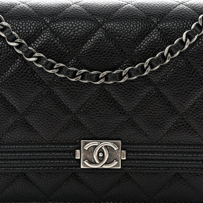 Chanel Caviar Quilted Boy Wallet On Chain WOC Black 9 of 14
