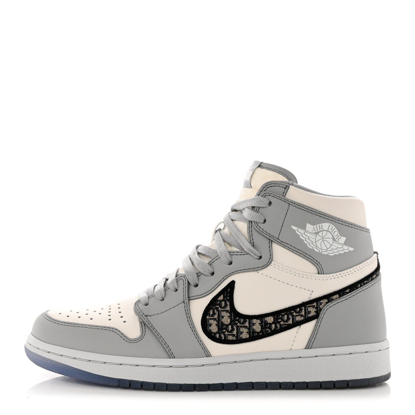 X NIKE AIR JORDAN Calfskin Mens Oblique High Sneakers 41 Beige White