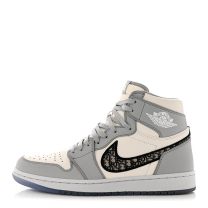 Christian Dior X NIKE AIR JORDAN Calfskin Mens Oblique High Sneakers 41 Beige White 1 of 11