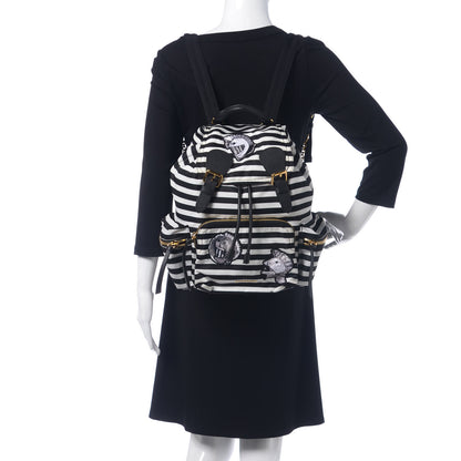 Burberry Nylon Striped Medium Rucksack Backpack Black White 2 of 9