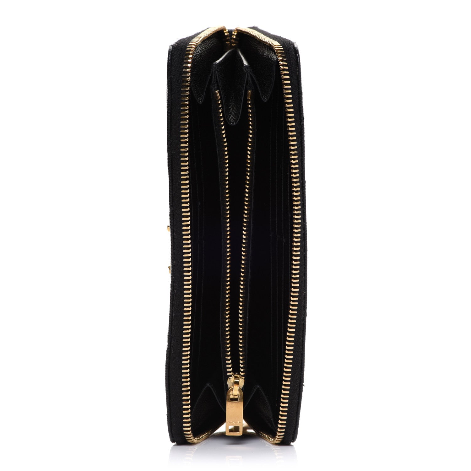 Saint Laurent Grain De Poudre Matelasse Chevron Monogram Zip Around Wallet Black 5 of 6