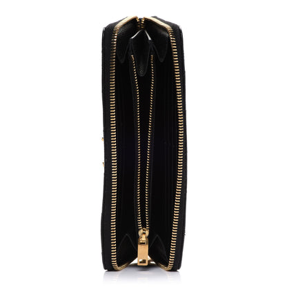 Saint Laurent Grain De Poudre Matelasse Chevron Monogram Zip Around Wallet Black 5 of 6