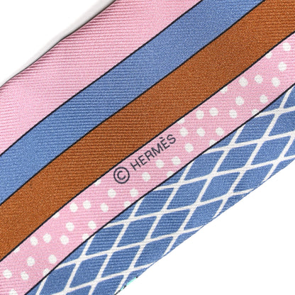 Hermes Silk Twilly Grand Theatre Nouveau Bleu Lavande Rose Vert 3 of 4