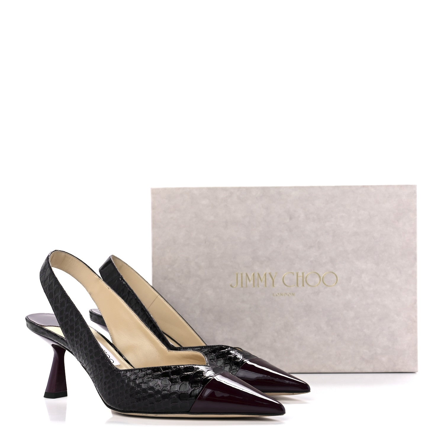 Jimmy Choo Patent Gel Snake Print Liya 65 Pumps 38 Merlot 9 of 9