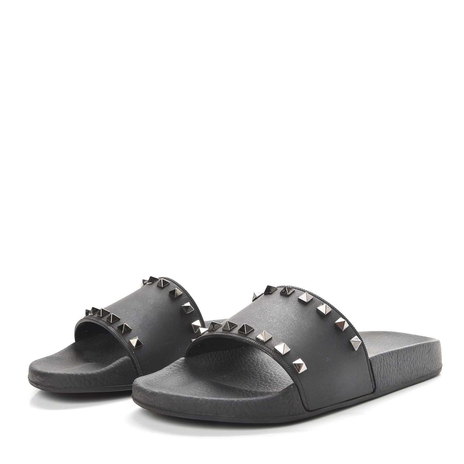 Valentino Garavani Rubber Rockstud Slide Sandals 40 Black 3 of 9