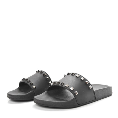 Valentino Garavani Rubber Rockstud Slide Sandals 40 Black 3 of 9