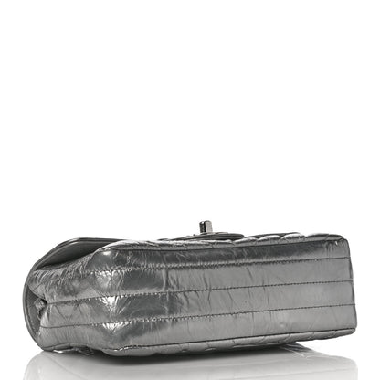 Chanel Patent Metallic Crumpled Calfskin Chevron Quilted Mini Rectangular Flap Silver 3 of 9