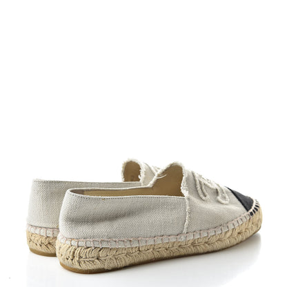 Chanel Linen CC Espadrilles 40 Beige Black 4 of 14