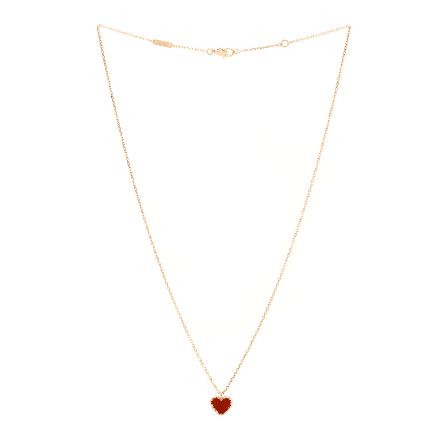 18k Rose Gold Carnelian Sweet Alhambra Heart Pendant Necklace