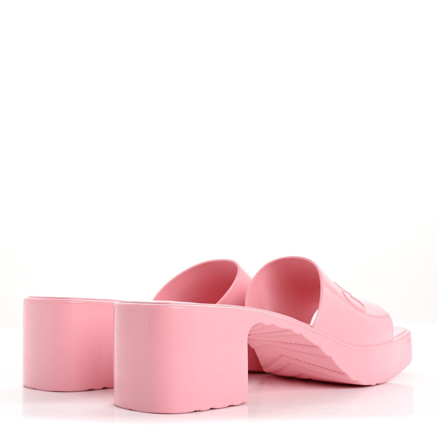 Gucci Rubber Gucci Logo Womens Platform 20/60mm Slide Sandals 37 Wild Rose 5 of 9