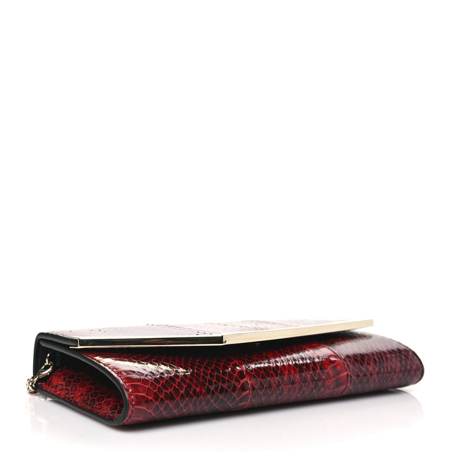Snakeskin Embossed Wallet on Chain Red