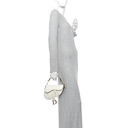 Christian Dior Grained Calfskin Mini Saddle Bag White 2 of 11
