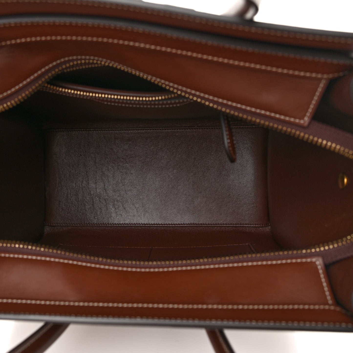 Satinated Natural Calfskin Micro Luggage Dark Brown