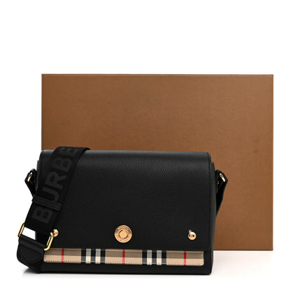 Burberry Grainy Calfskin Vintage Check Note Crossbody Bag Black 10 of 10