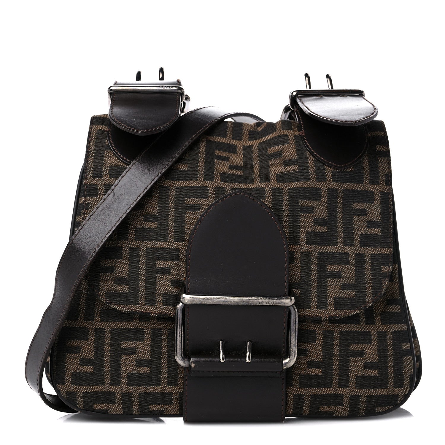 Fendi Zucca Buckle Shoulder Bag Tobacco 1 of 19
