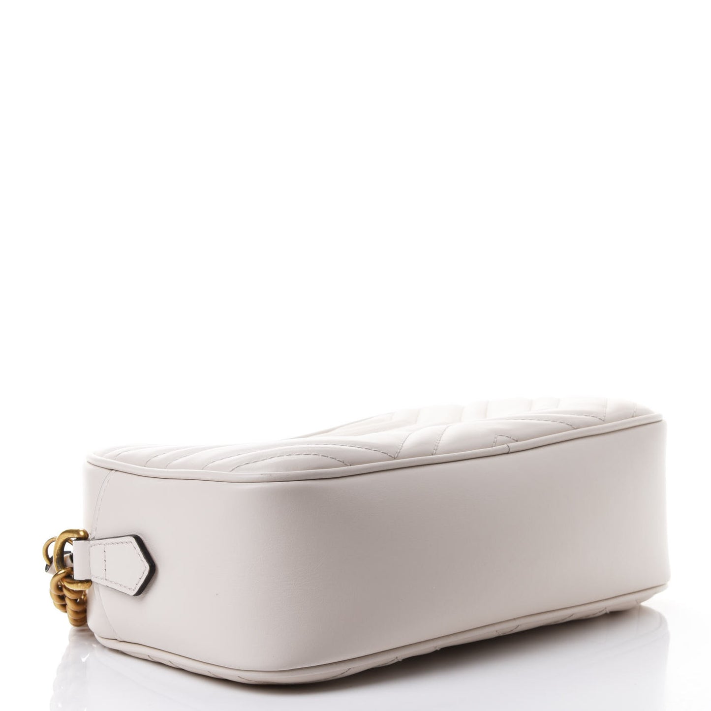 Calfskin Matelasse Small GG Marmont Chain Shoulder Bag White