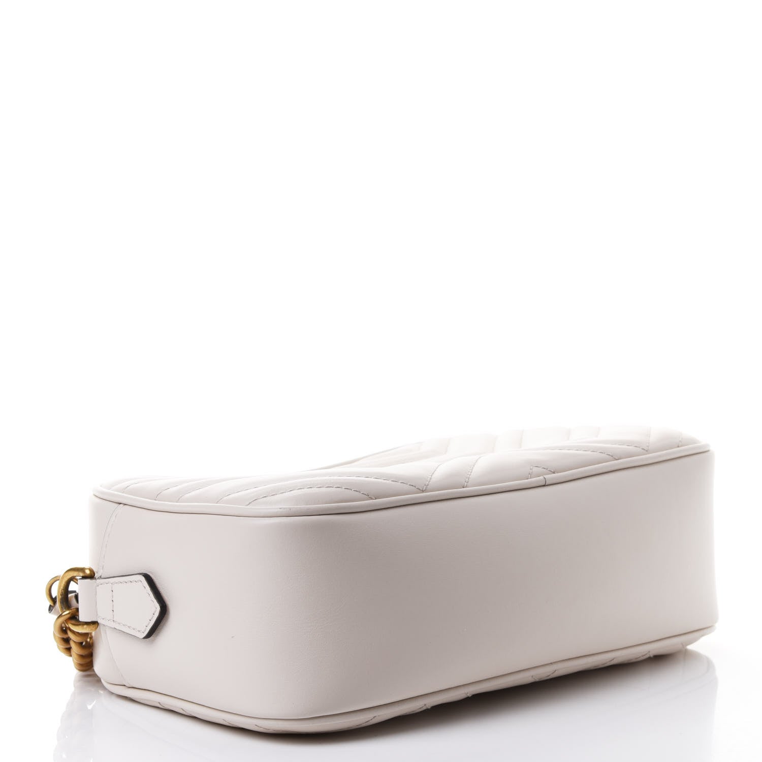 Gucci Calfskin Matelasse Small GG Marmont Chain Shoulder Bag White 3 of 4
