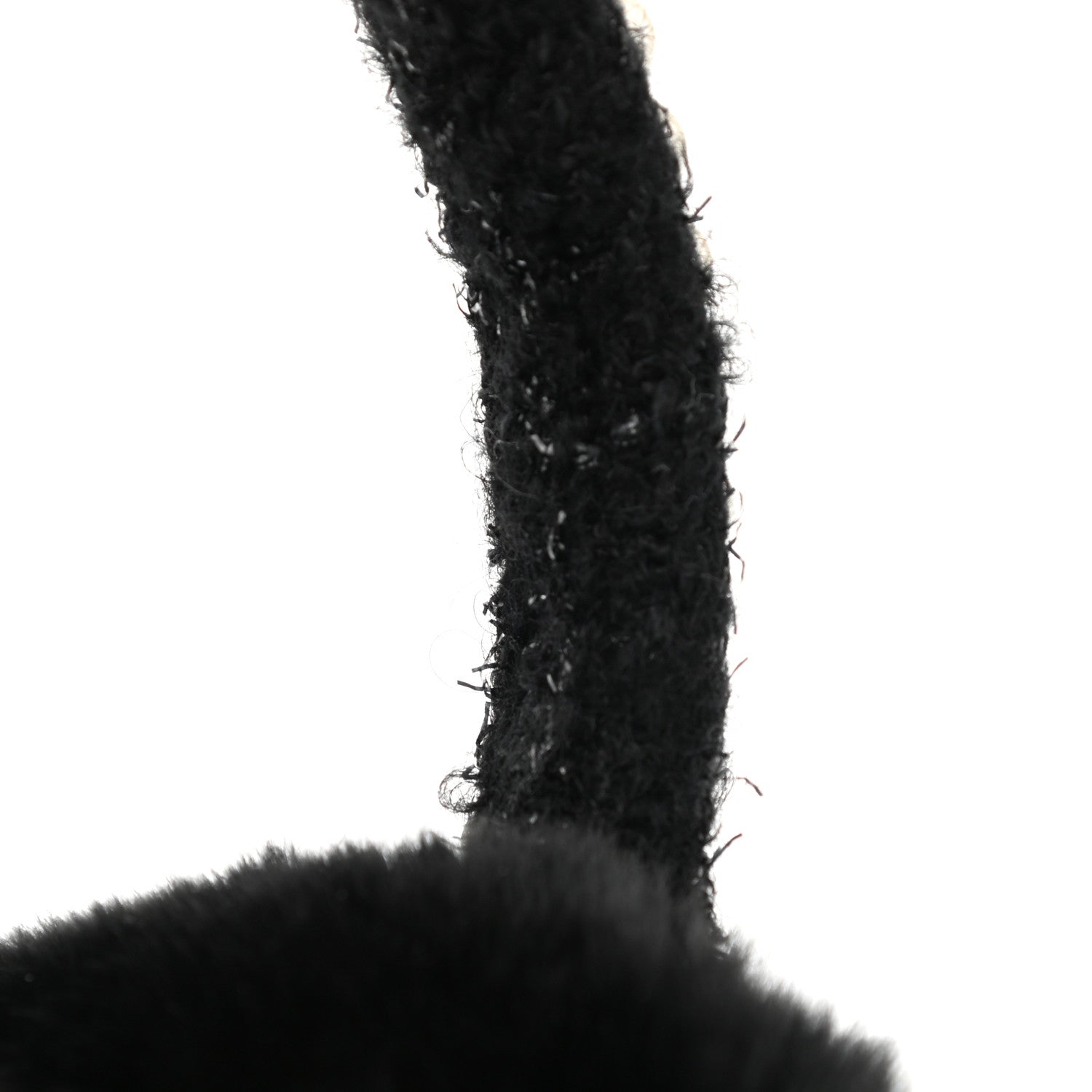 Chanel Fur Tweed Pearl Ear Muffs Black 6 of 7