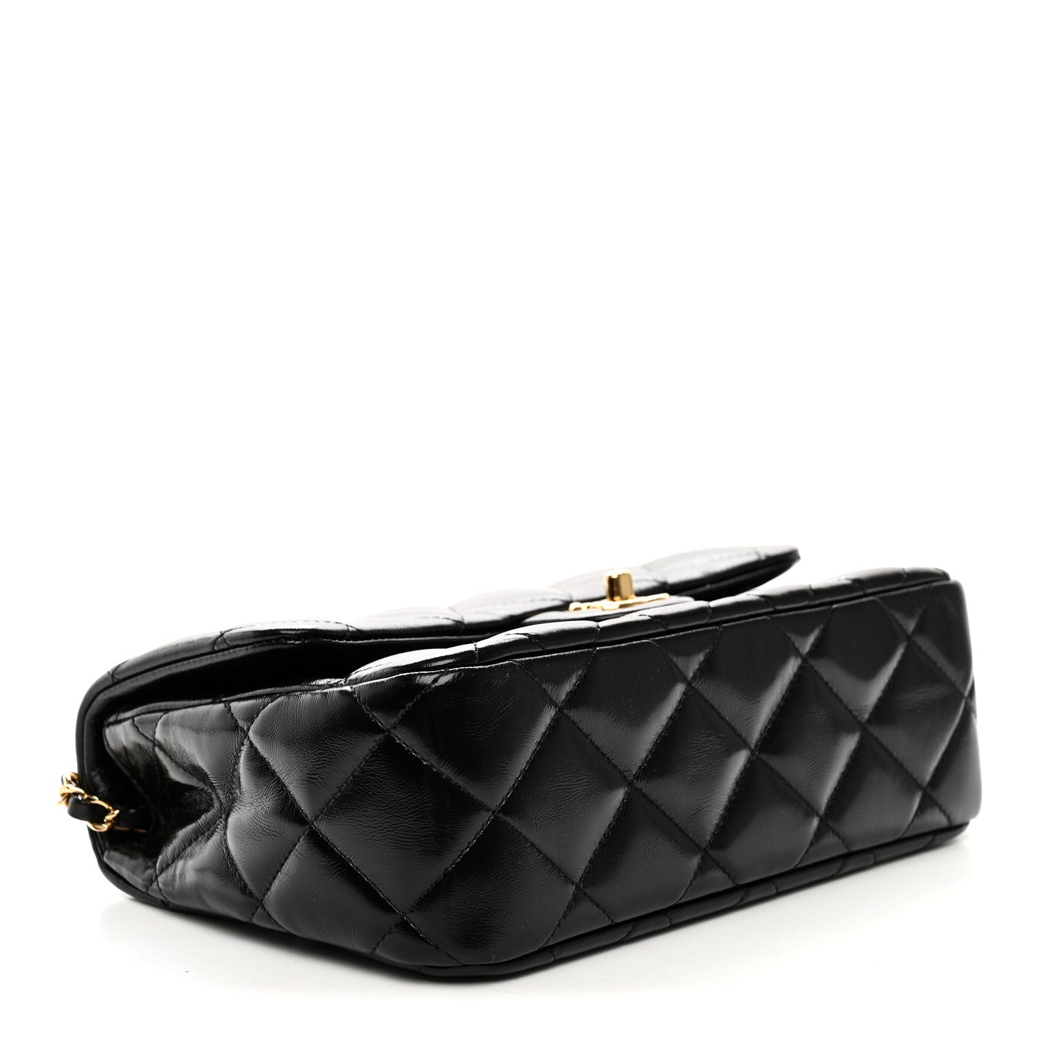 Chanel Shiny Lambskin Quilted Twisted Links Top Handle Flap Black 4 of 11