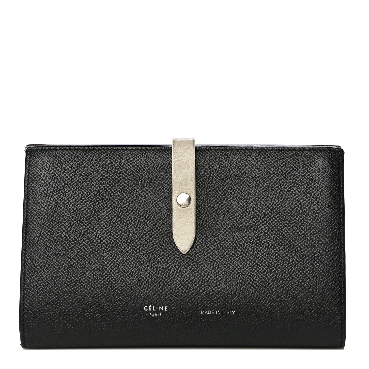 Celine Grained Calfskin Large Multifunction Strap Wallet Black Chalk 1 of 24