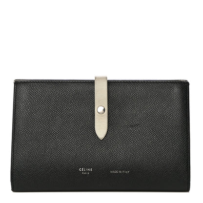 Celine Grained Calfskin Large Multifunction Strap Wallet Black Chalk 1 of 24