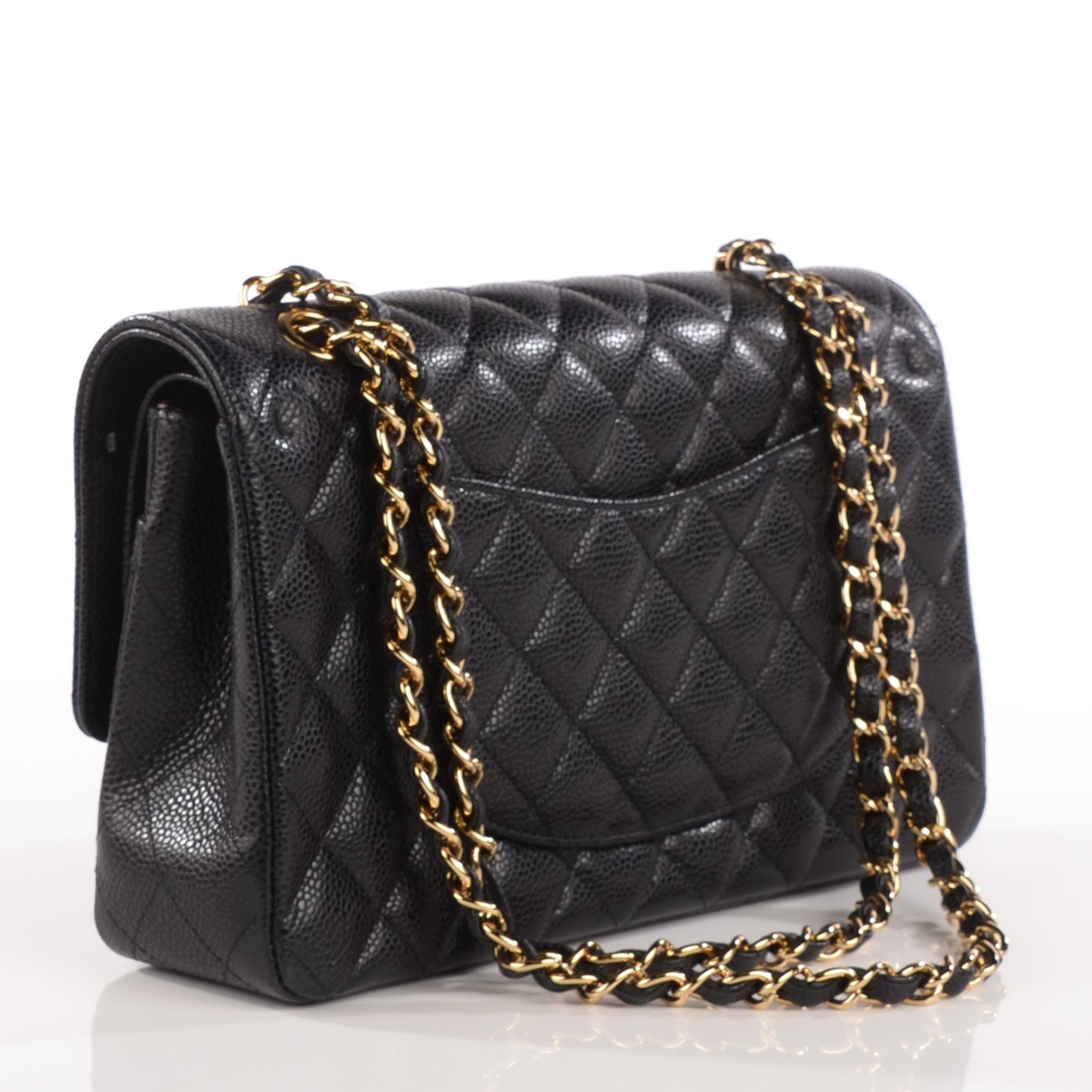 Caviar Quilted Medium Double Flap Black