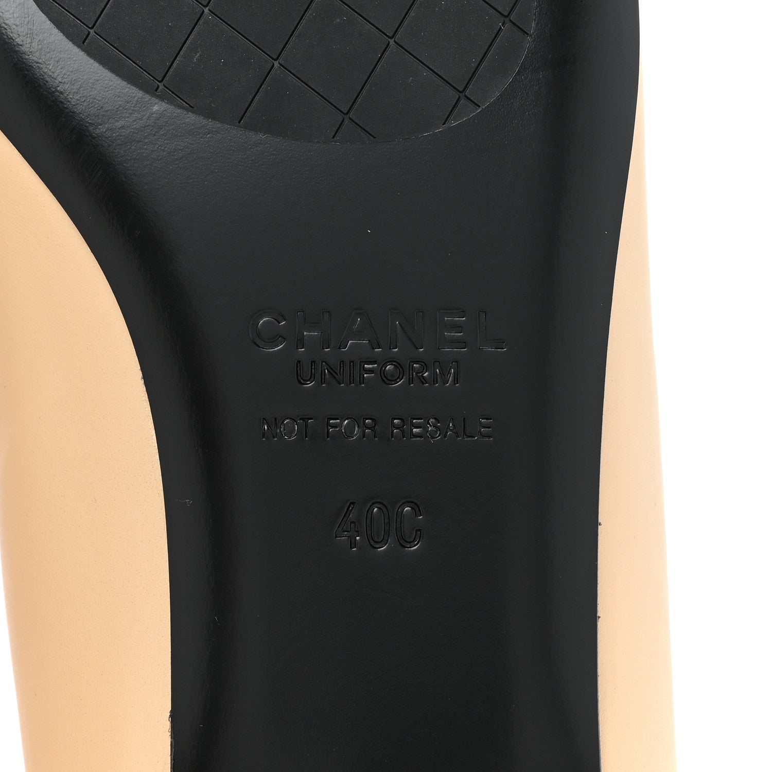 Chanel Lambskin Cap Toe CC Uniform Ballerina Flats 40 Beige Black 6 of 12