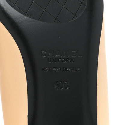 Chanel Lambskin Cap Toe CC Uniform Ballerina Flats 40 Beige Black 6 of 12