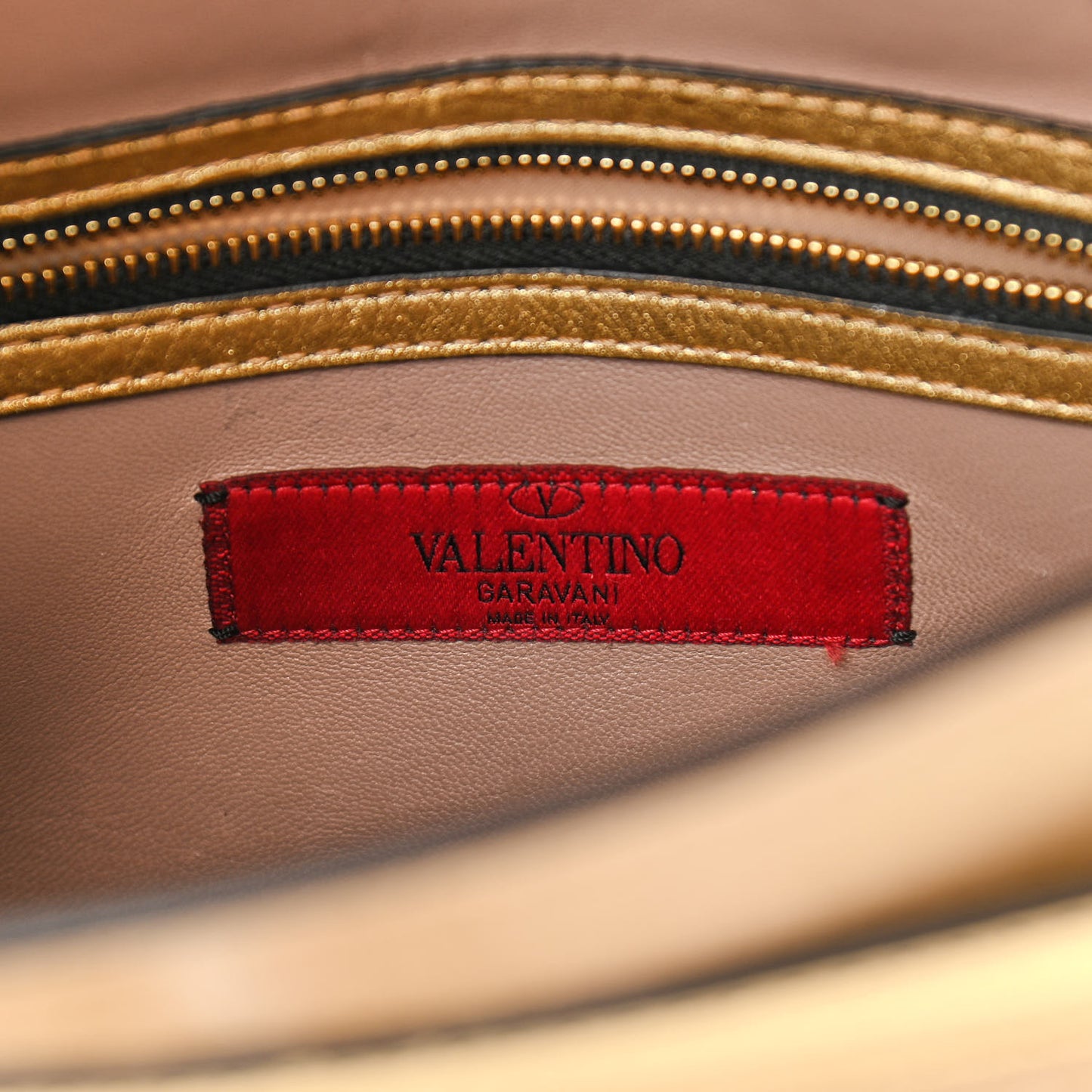 Metallic Calf Hair Small My Rockstud Frame Bag Gold
