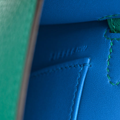 Hermes Chevre Mysore Verso Mini Kelly Sellier 20 Vert Verone Bleu Hydra 7 of 11