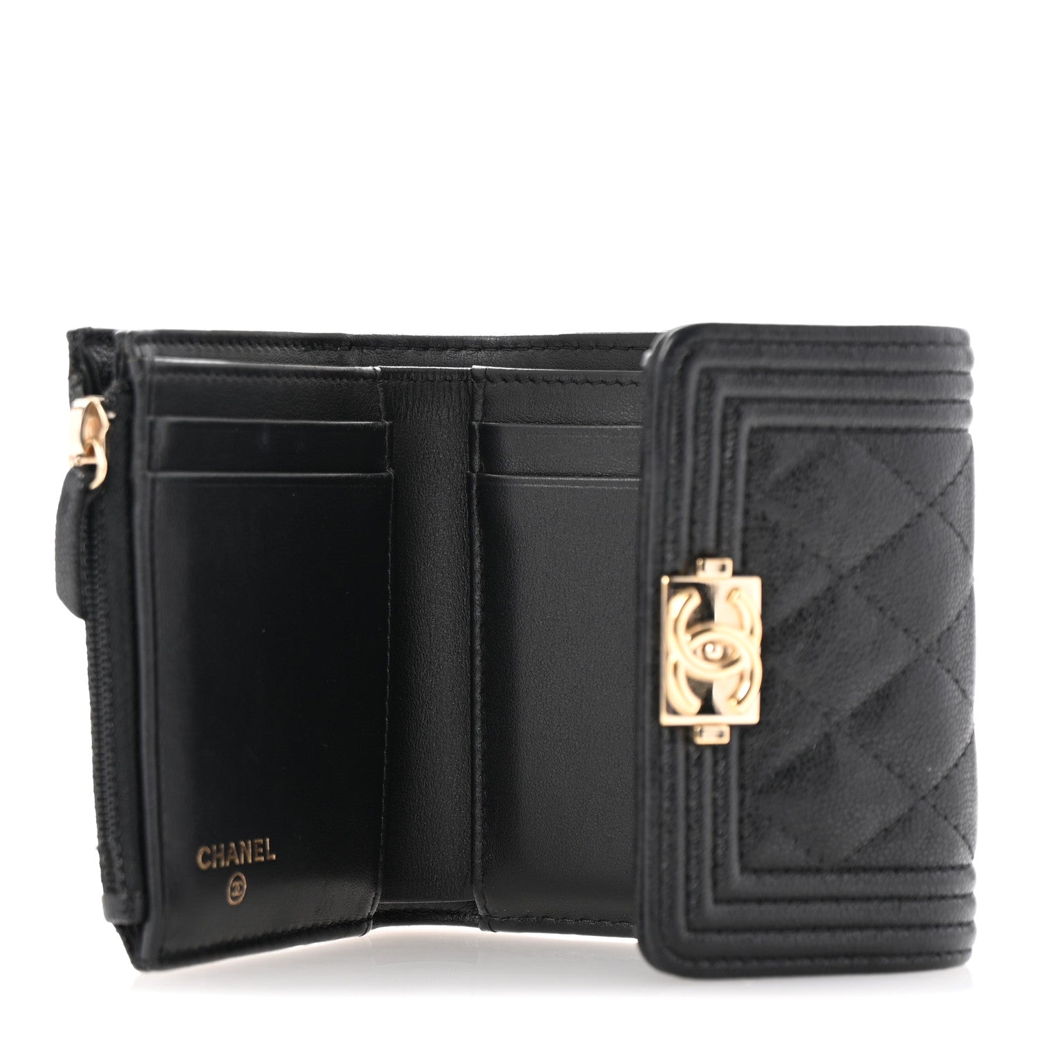 Chanel Caviar Quilted Compact Boy Wallet Black 5 of 11