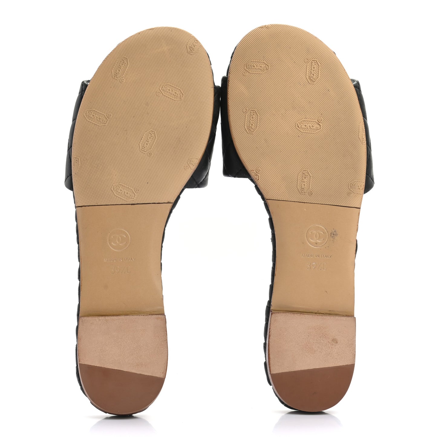 Lambskin Quilted Embroidered CC Mules Sandals 39.5 Black