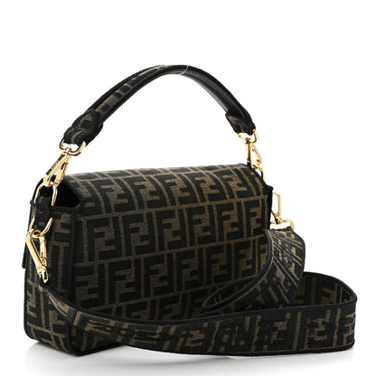 Fendi Fabric Jacquard FF 1974 Medium Baguette Tobacco Moro Black 3 of 11