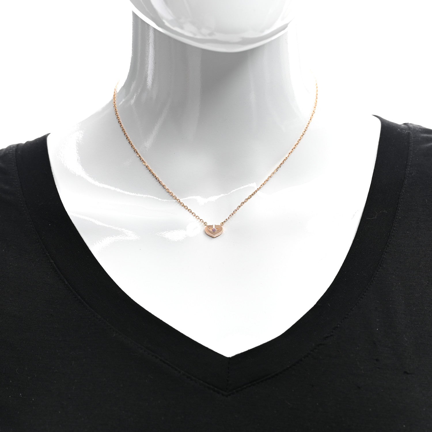 Cartier 18K Pink Gold Pink Sapphire XS Hearts and Symbols Necklace 2 of 5