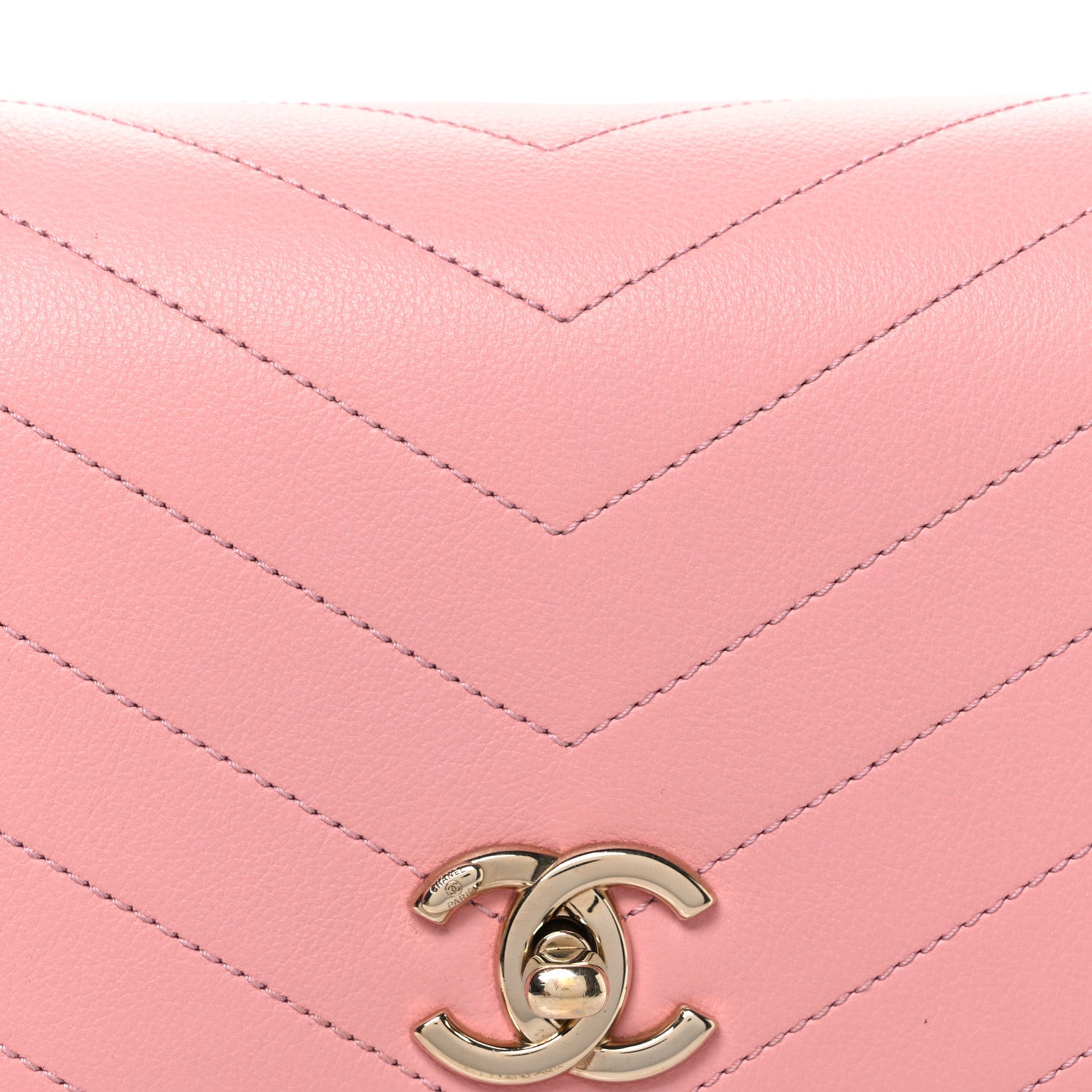 Chanel Grained Calfskin Small Chevron Chic Top Handle Flap Pink 8 of 11