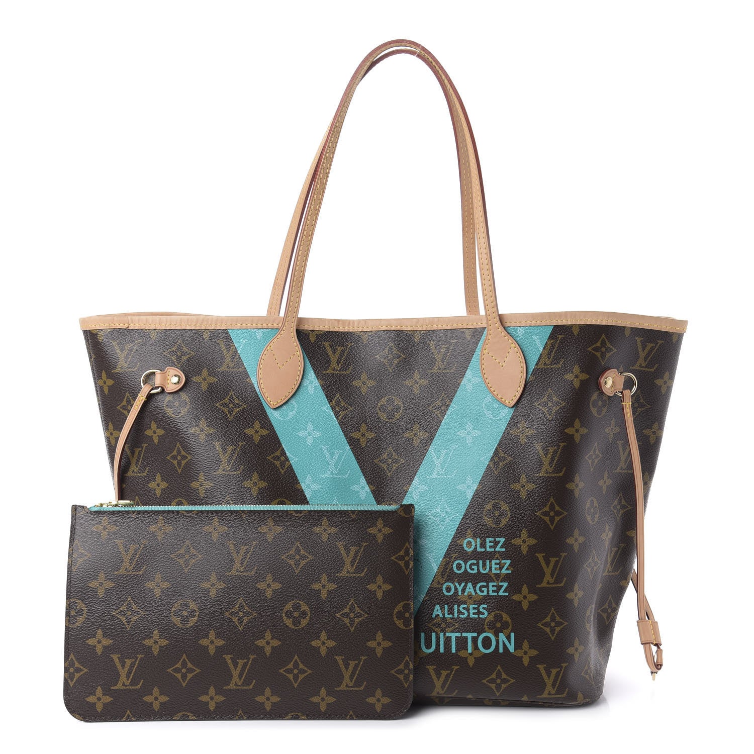 Louis Vuitton Monogram V Neverfull MM Turquoise 1 of 10