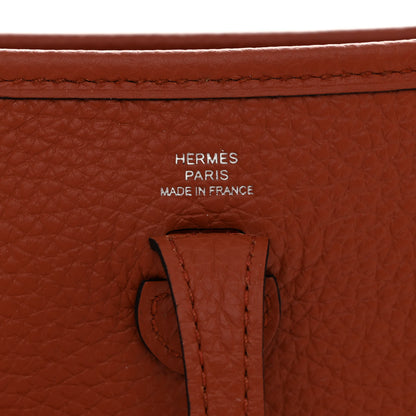 Hermes Taurillon Clemence Maxi Quadrille Evelyne TPM Cuivre Chai Nata Bleu Brume 7 of 10